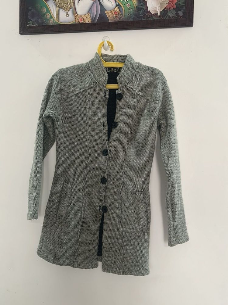 Elegant Grey Button-Up Coat
