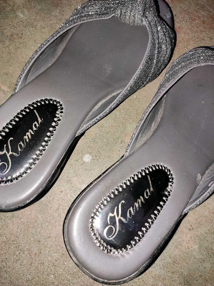 Stylish Grey Glitter Sandals
