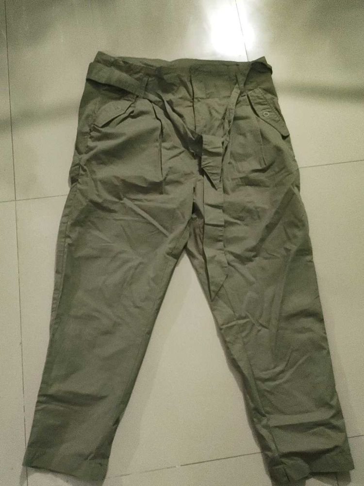 Olive Belted Trousers