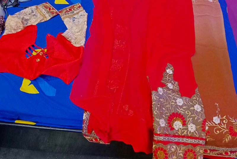 Red Embroidered Complete Saare