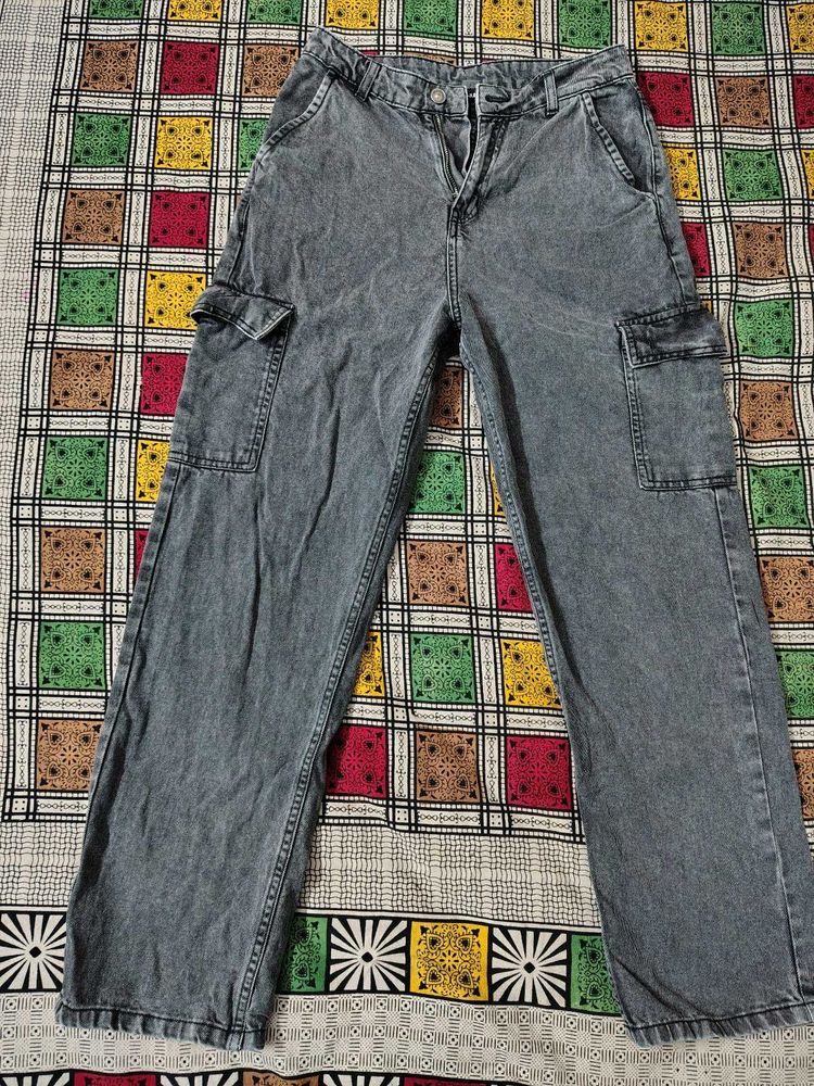 Grey Cargo Y2K high waist Jeans