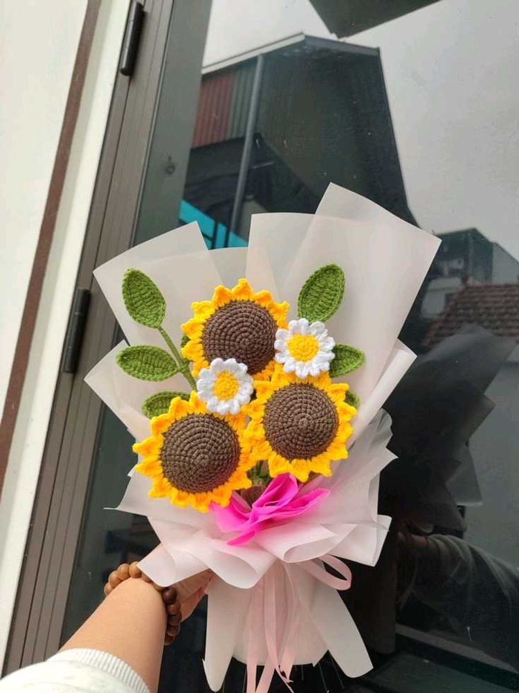 Handmade Crochet Sunflower Bouquet