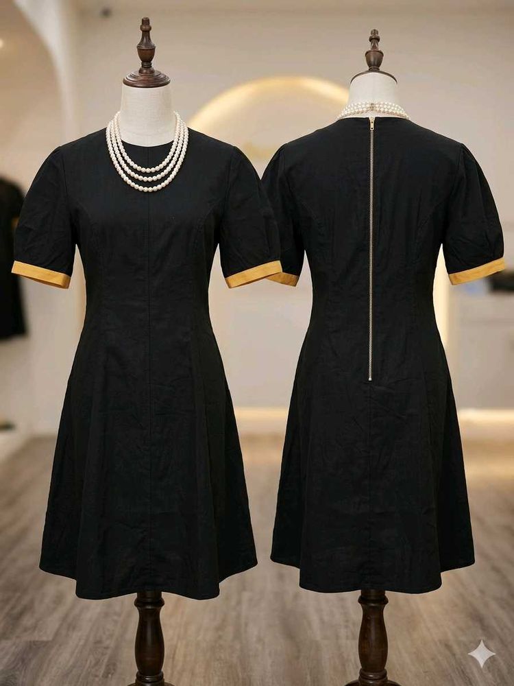 Elegant Black Puff Sleeve Dress