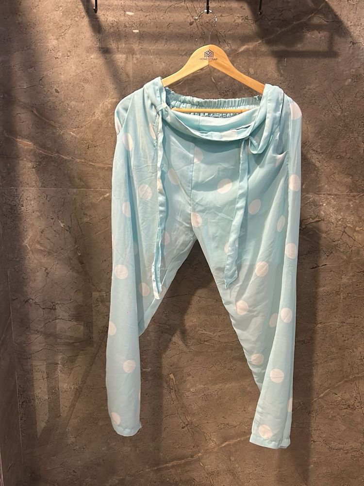Light Blue Polka Dot Palazzo Pants