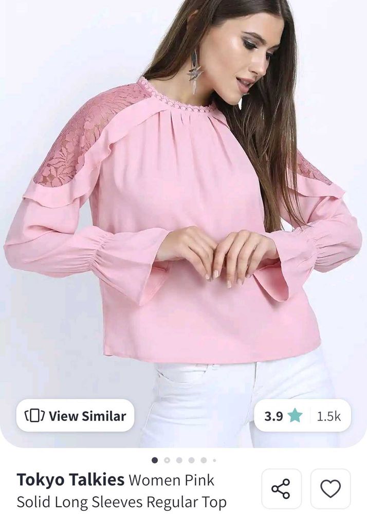 Pink Lace Sleeve Top