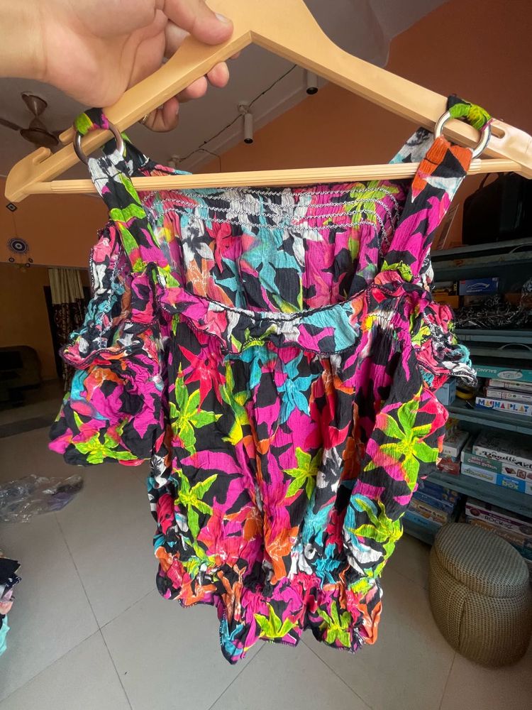 Vibrant Cold Shoulder Floral Top