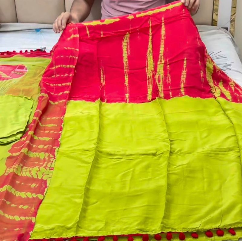 Vibrant red &amp; Lime Kurta Set