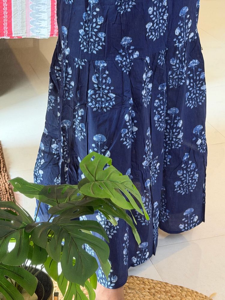 Blue Block Print Ethnic Skirt