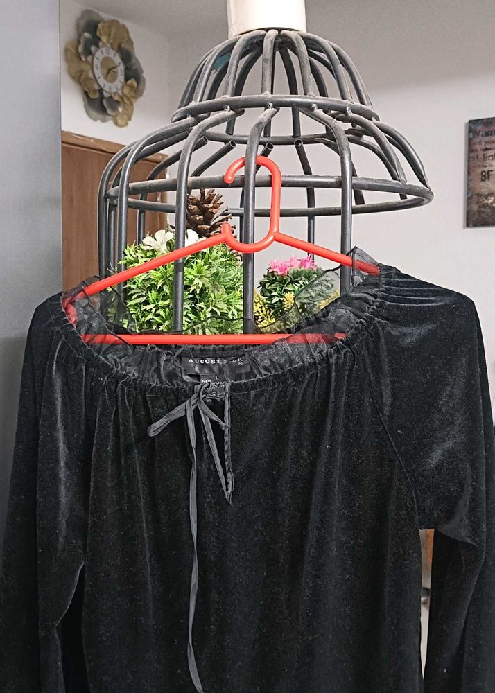 Black Velvet Off-Shoulder Top