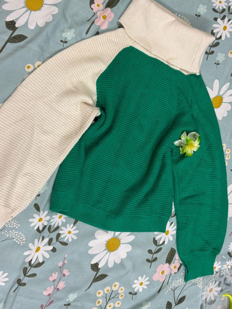 Chic Colorblock Turtleneck Sweater