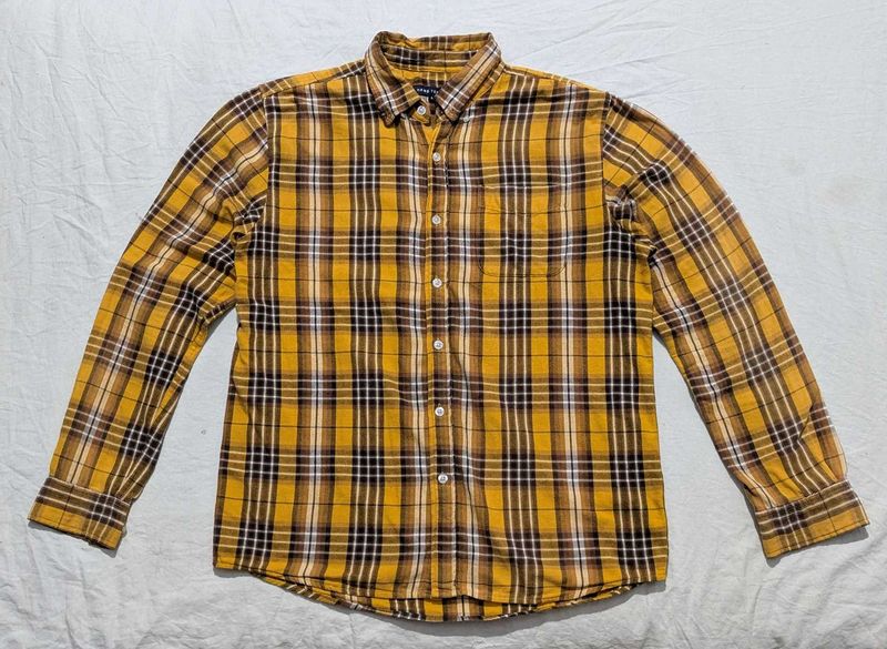 Men's Yellow Plaid Long Sleeve Shirt