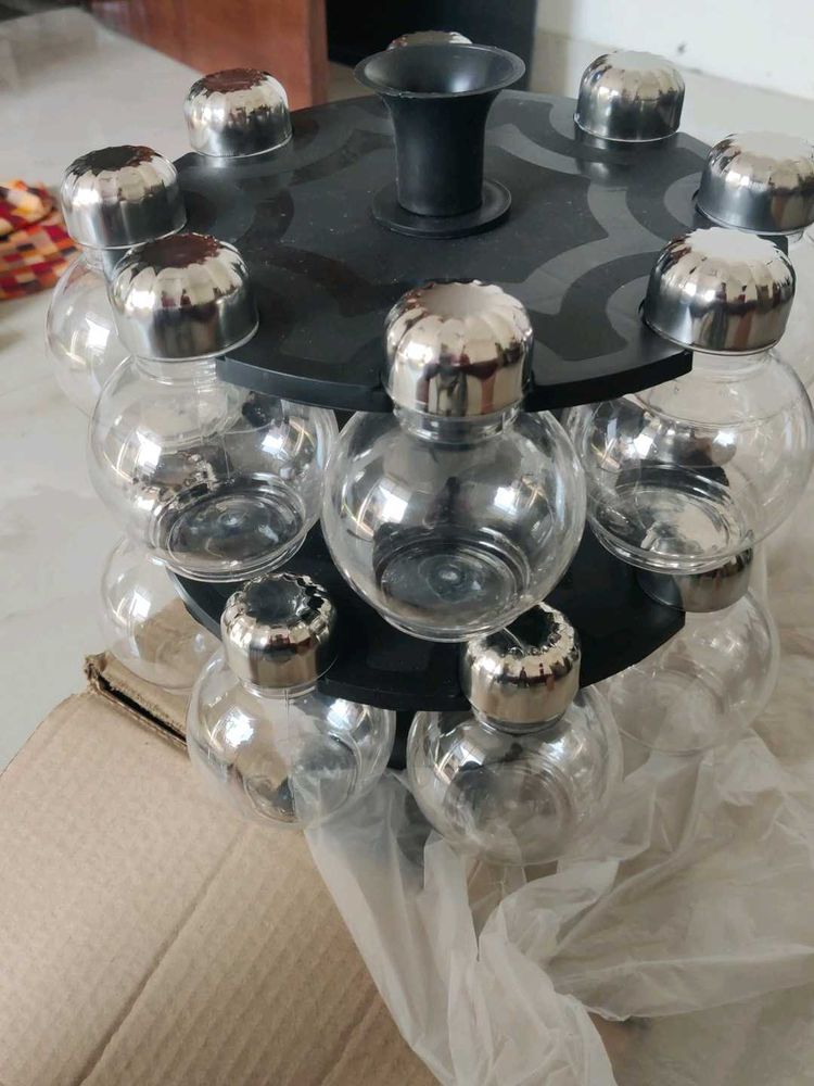Rotating Spice Rack with Jars