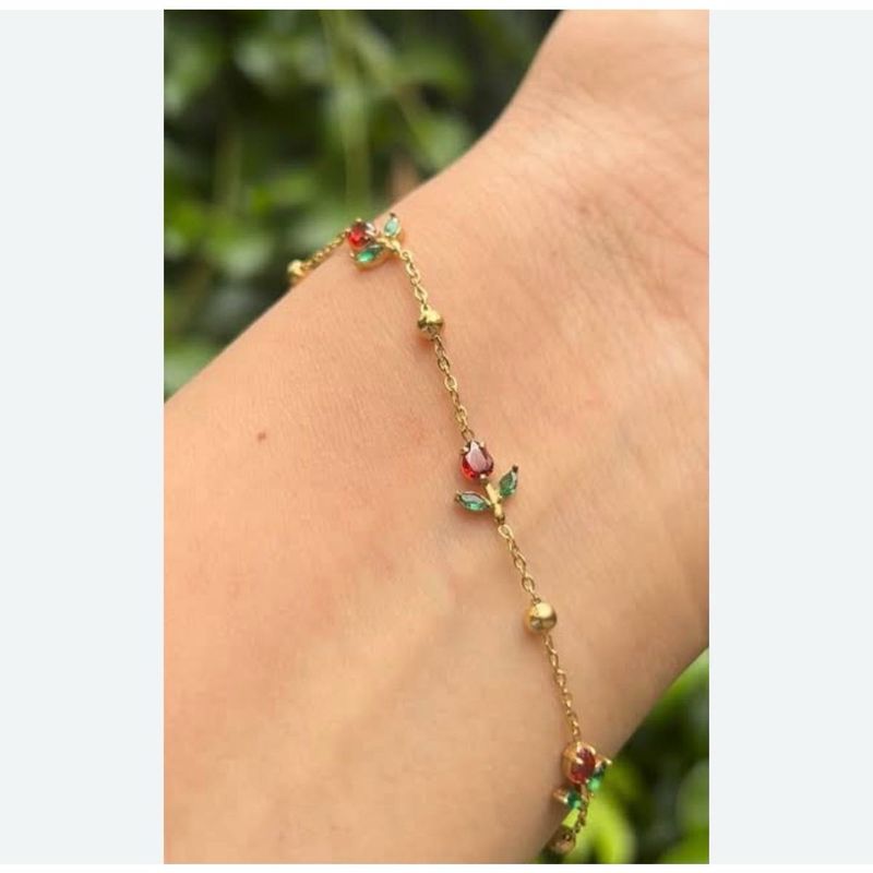 Red Tulip Rose Bracelet Anti-tarnish