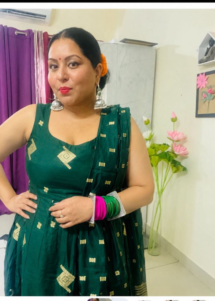 Emerald Green Anarkali 3 piece Set