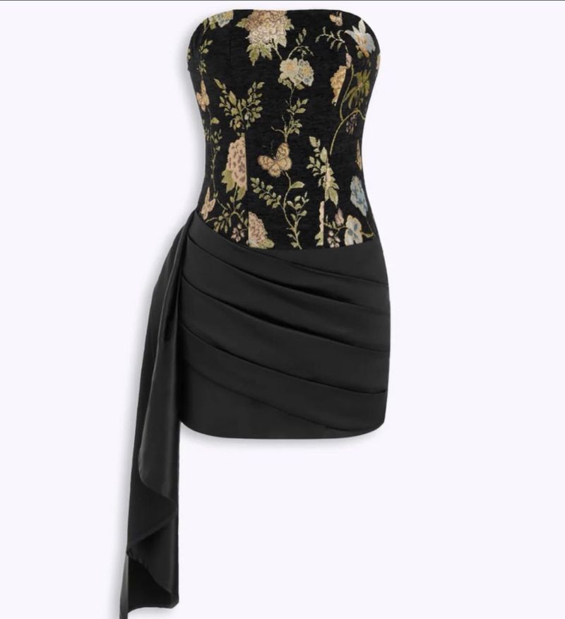Elegant Black Floral Corset Dress