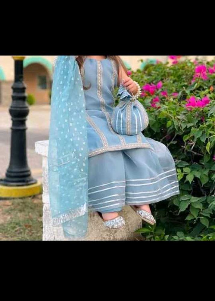 Kids' Blue Embroidered Kurta Set