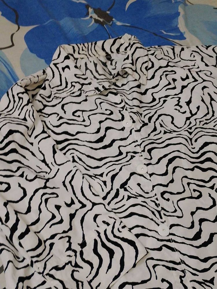 Zebra Print Button-Down Shirt