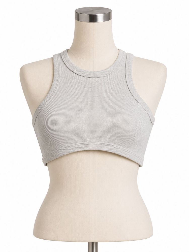 Ribbed Grey Sports Bra Tank Top