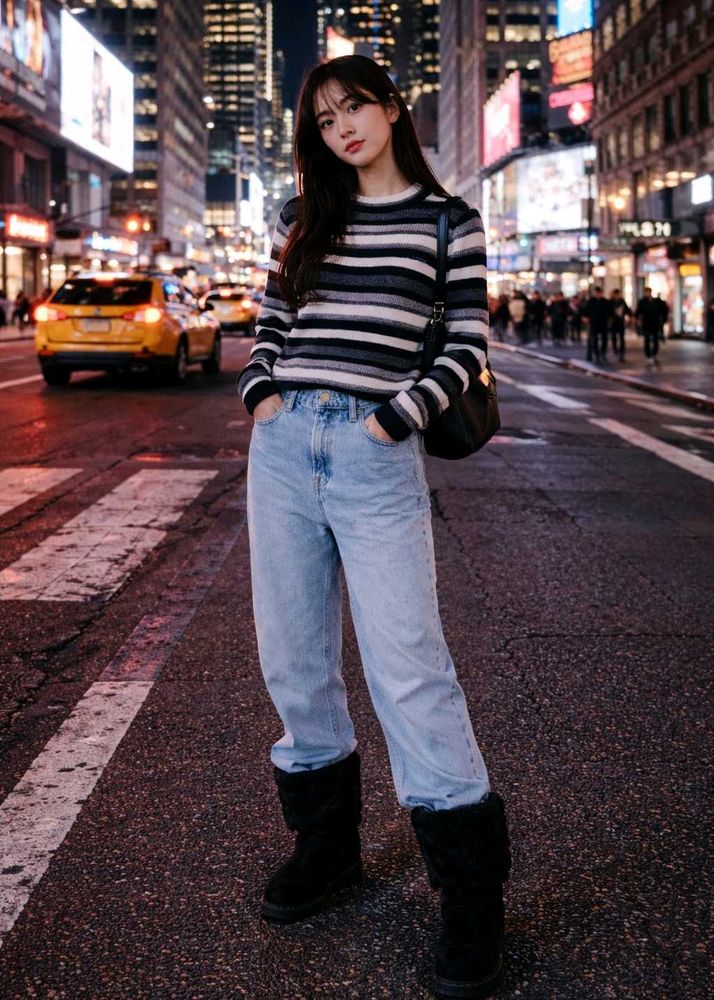 Striped Knit Pullover Sweater