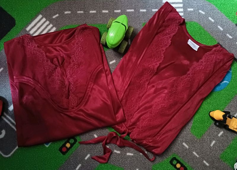 MAROON nighty Set