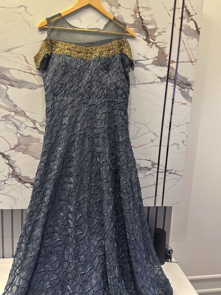 Stunning Grey &amp; Gold Ethnic Gown