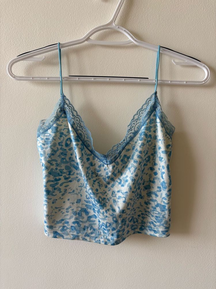 Blue Leopard Print Camisole Top