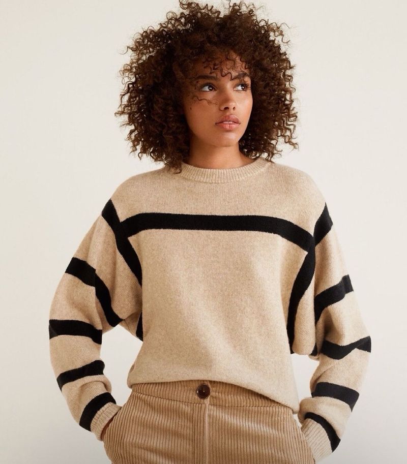 Mango Cozy Striped Knit Sweater
