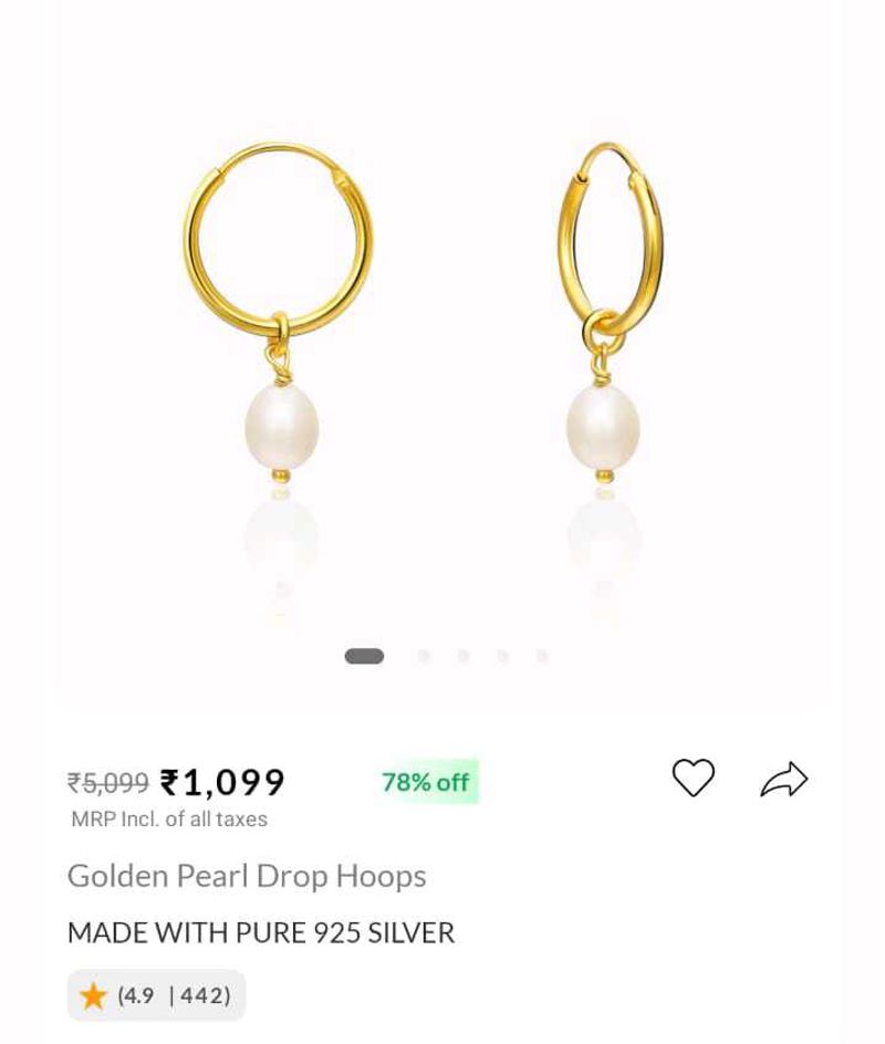 Golden Pearl Drop Hoop Earrings