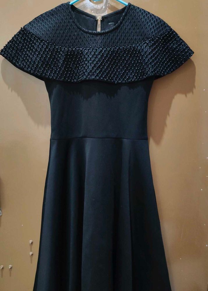 cottage theme black mini dress