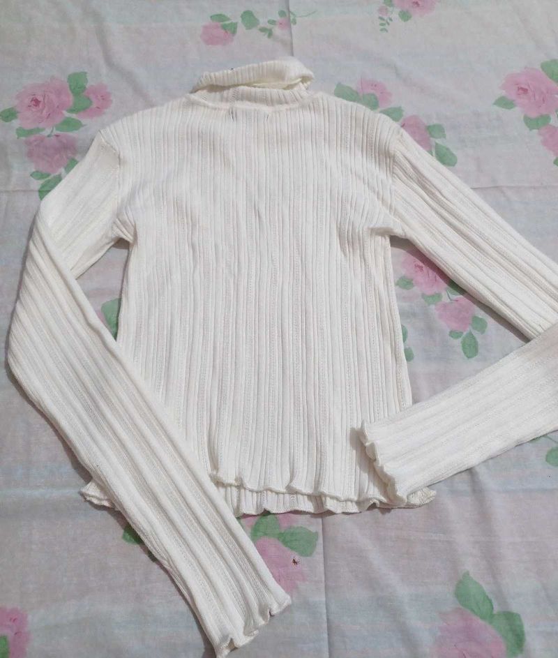 Ribbed Turtleneck Long Sleeve Top