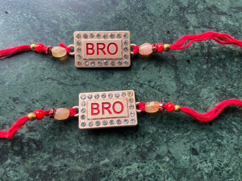 Sparkling "BRO" Rakhi Bracelets