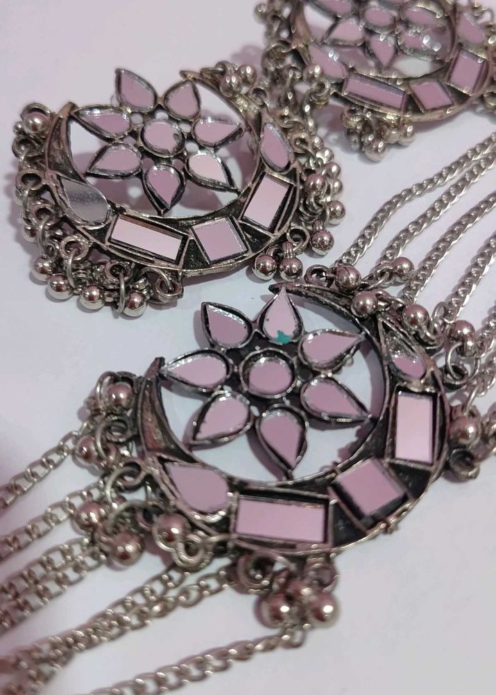Oxidise Mirror Choker  Set ( New Without Tag)