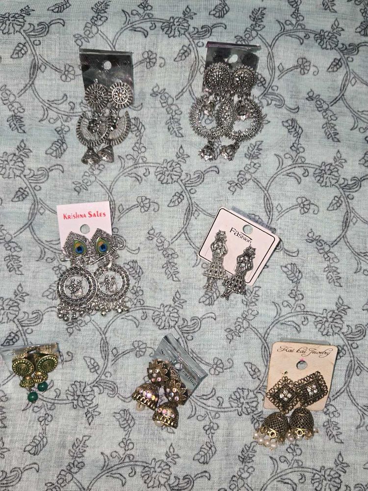 Set of 6 Earrings | Jhumka &amp; Oxidised