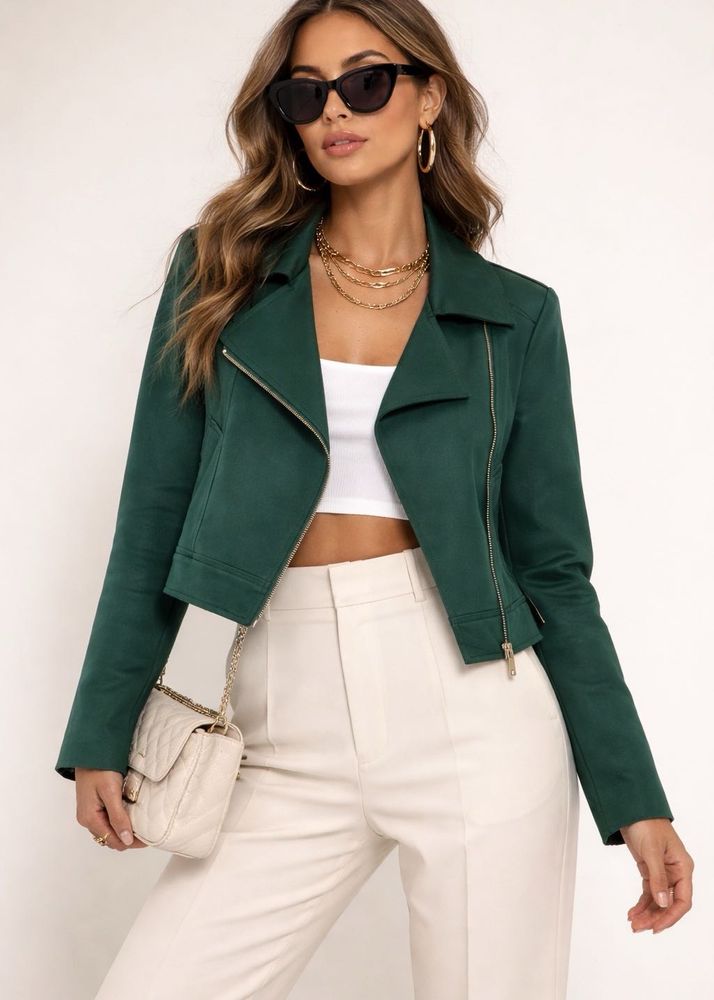 Made in Italy Green  biker Jacket