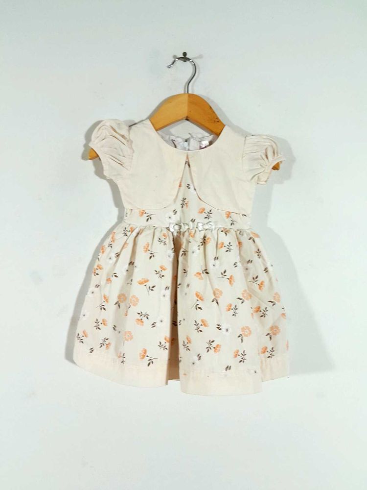 Light Pink Printed Frock For Girl's