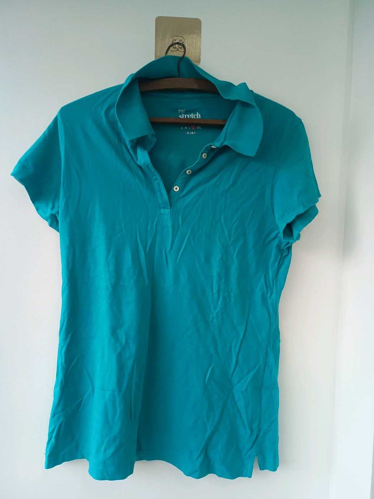 Teal blue Short Sleeve Polo Shirt