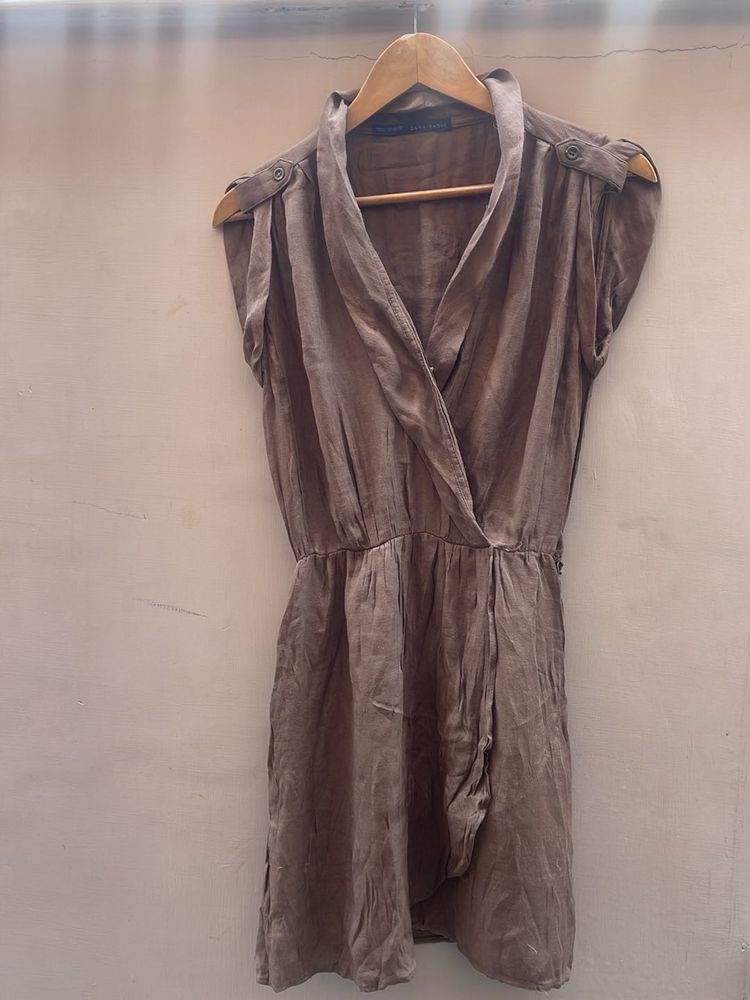 Elegant Brown Wrap Dress