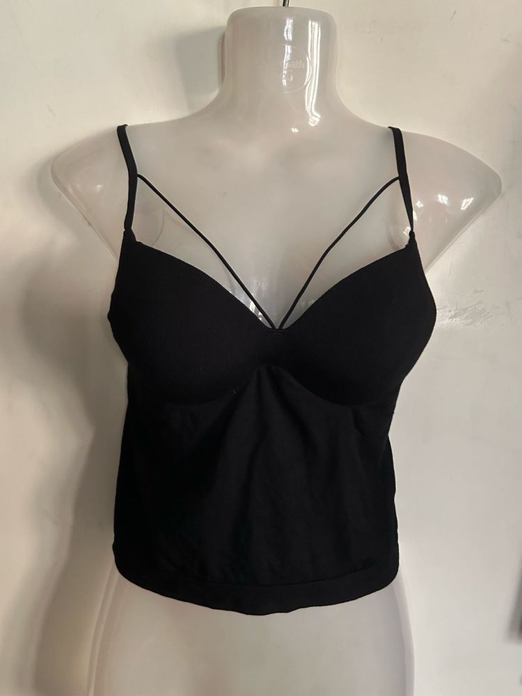 Black Strappy Crop Top