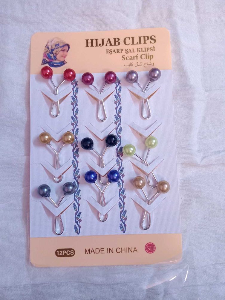 Elegant Pearl Hijab Clips - Set of 9