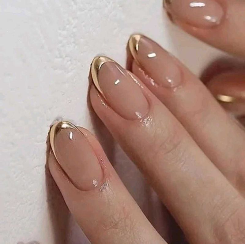 Elegant Gold French Tip Nails