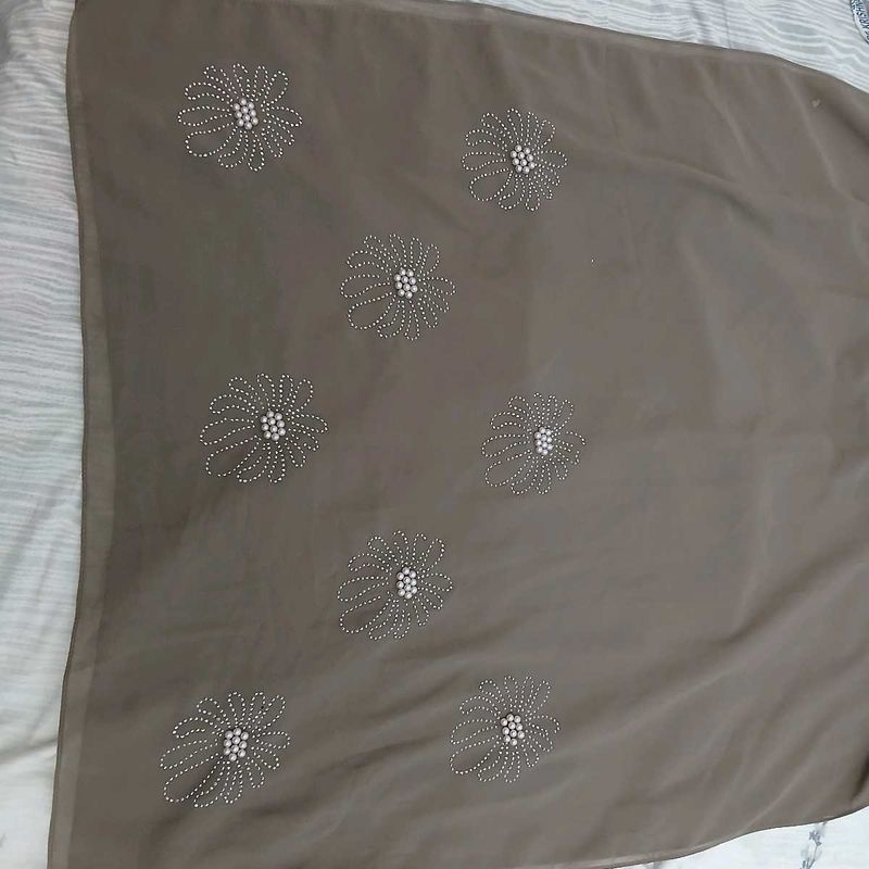 Elegant Embellished Floral Scarf With Beadwork