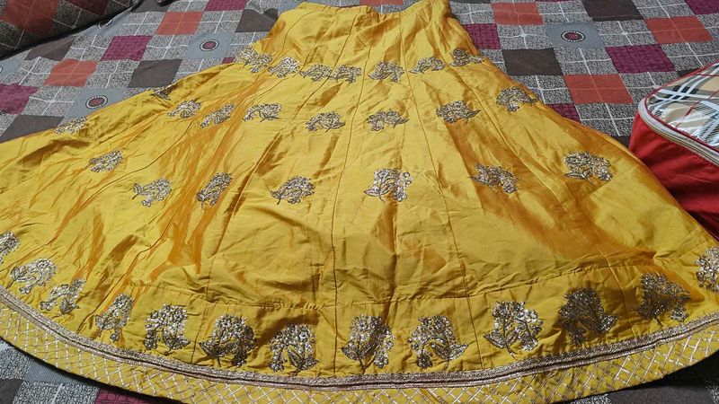 Stunning Yellow Embroidered Lehenga Skirt