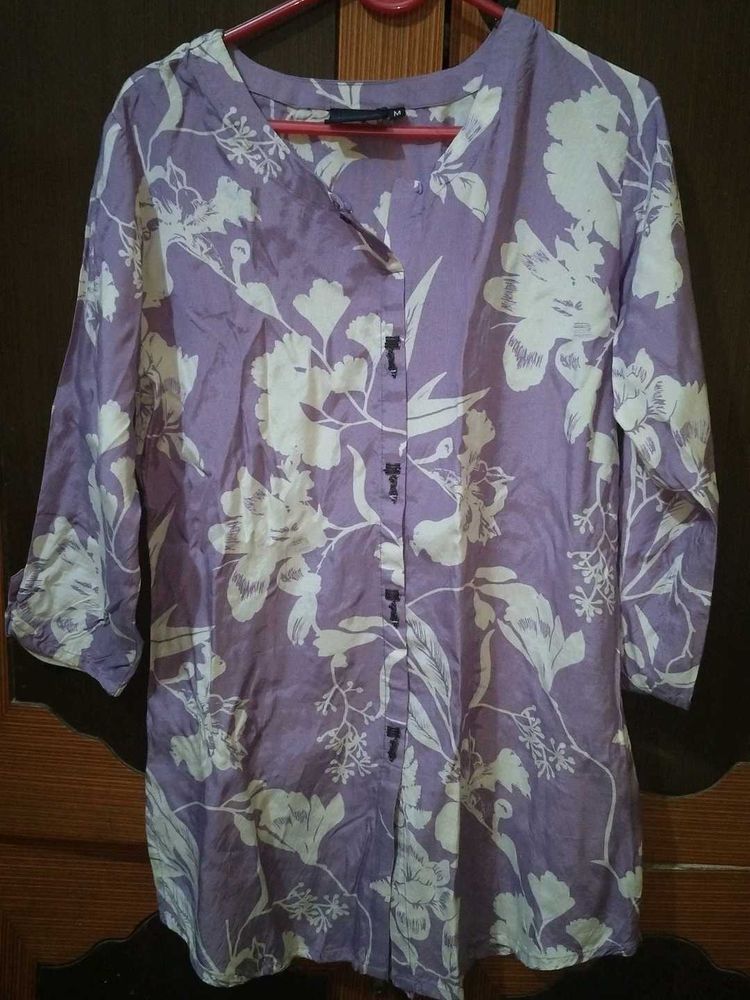 Purple Floral Print Kurta