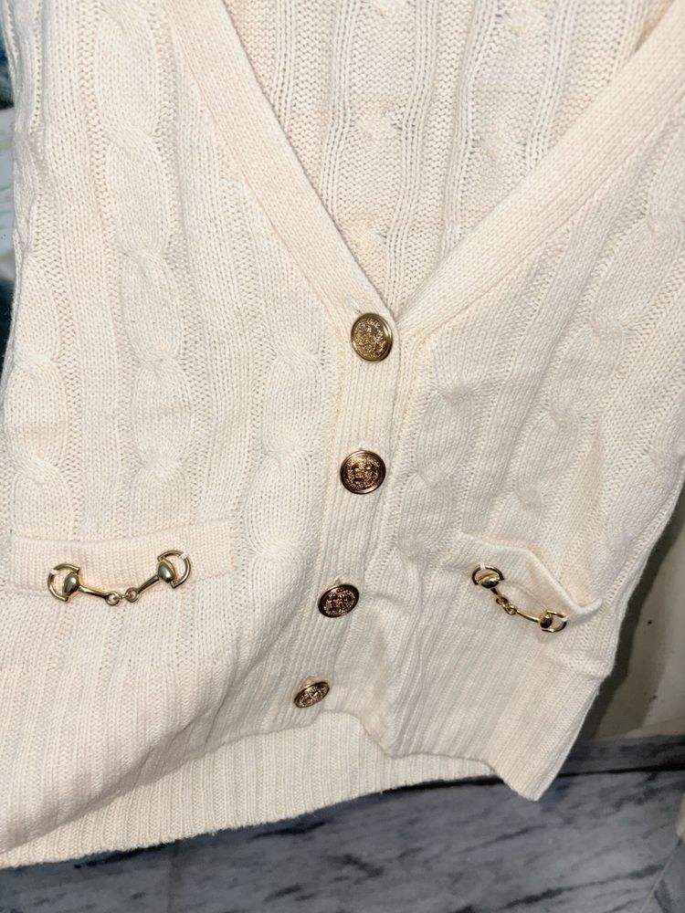 Cream Cable Knit Cardigan