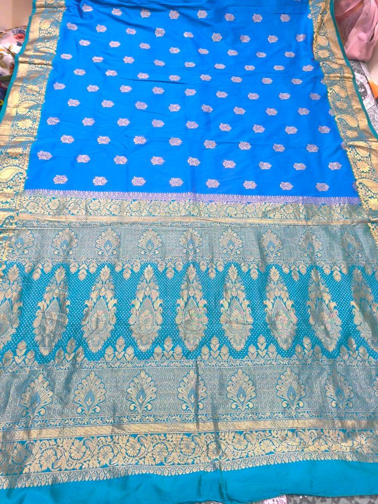 vintage Kanjivaram Blue &amp; Gold Saree