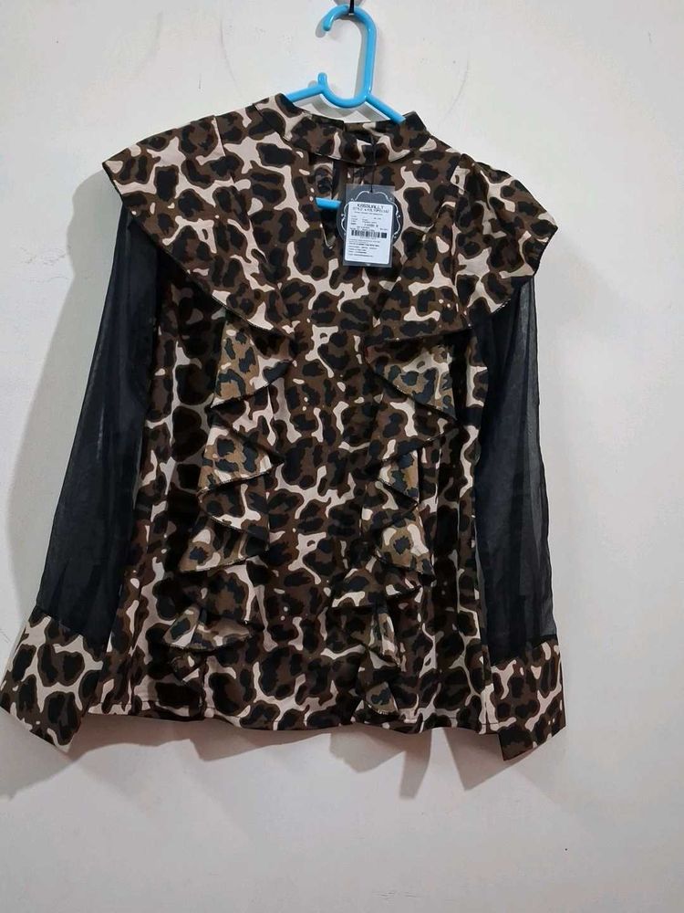 Cheetah Printed Ruffle Top 👍