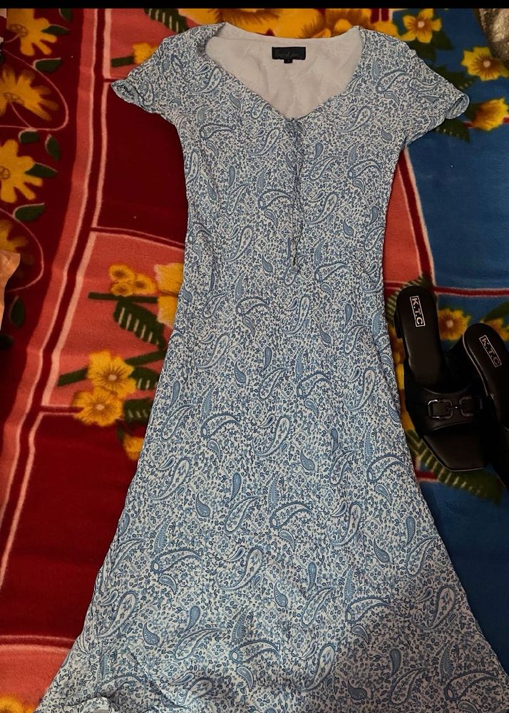 🗝️Y2K vintage Paisley Print Midi Dress💕