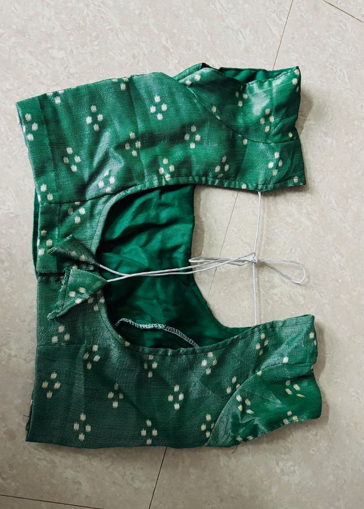 Elegant Green Blouse with White Dots