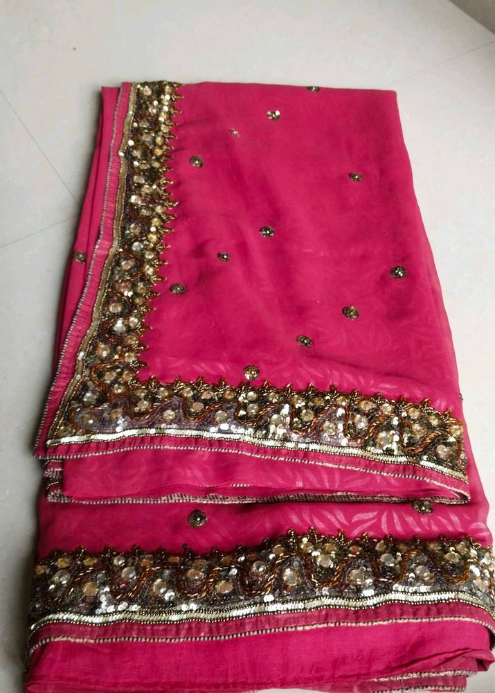 Heavy magenta colour Designer Saree with Heav