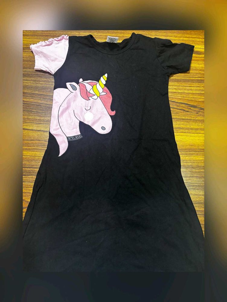 Cute Unicorn Black Dress